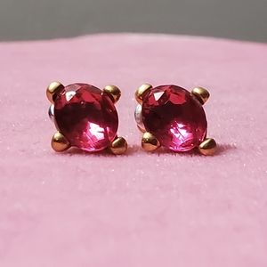 Gold and Pink Stud Earrings